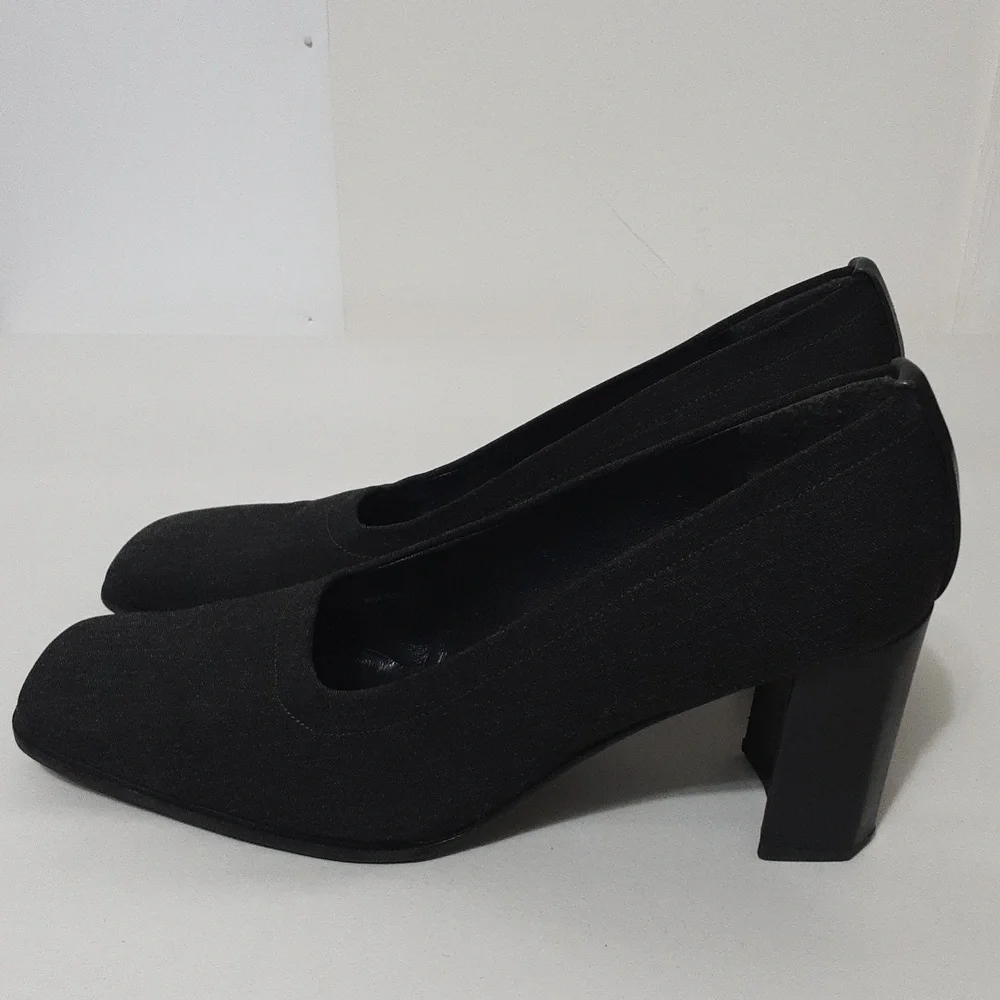 Stuart Weitzman‎ Black Grayish Denim Platform Heel